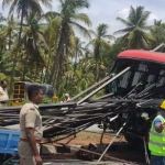 ಭೀಕರ ಅಪಘಾತ:  ಬಸ್ ಚಾಲಕ ಸಾವು